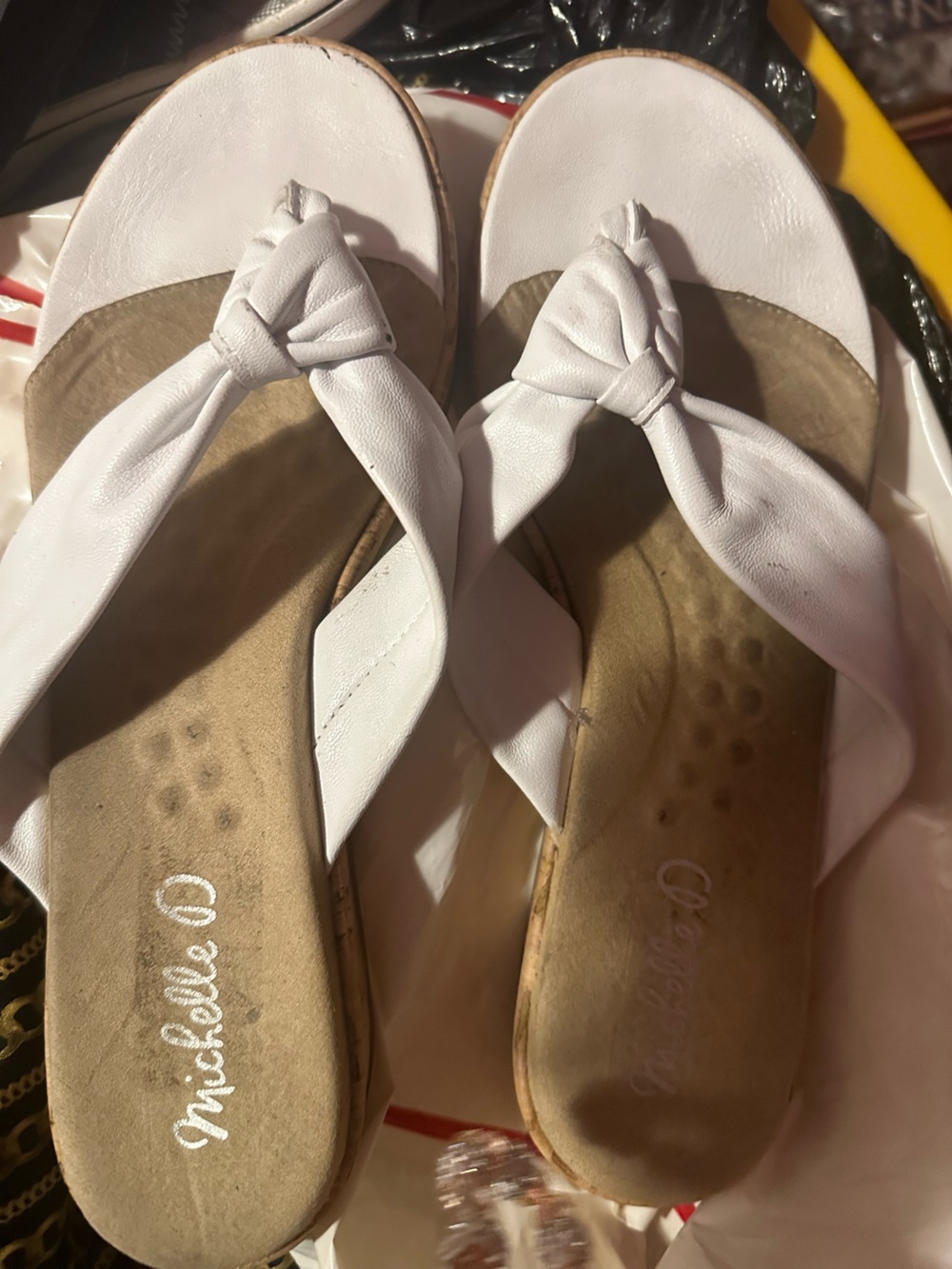 Michelle D white wedge sandals size 9